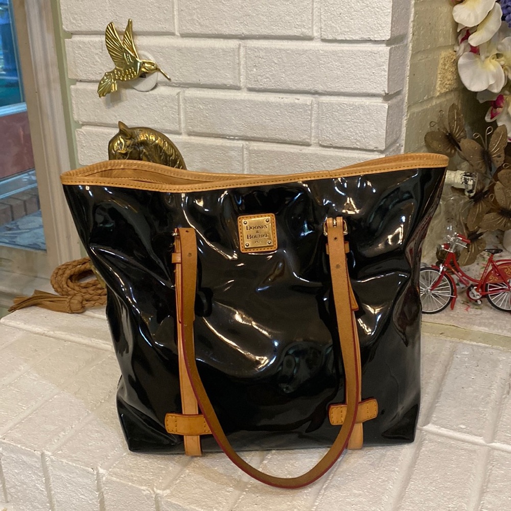 Dooney and Bourke, black patent satchel.